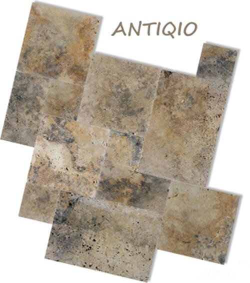 antique travertine unfilled and tumbled french pattern
