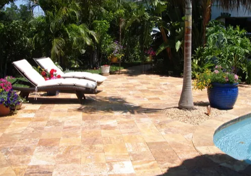 Noce Travertine Tiles Outdoors Around Pool Travertine Tiles