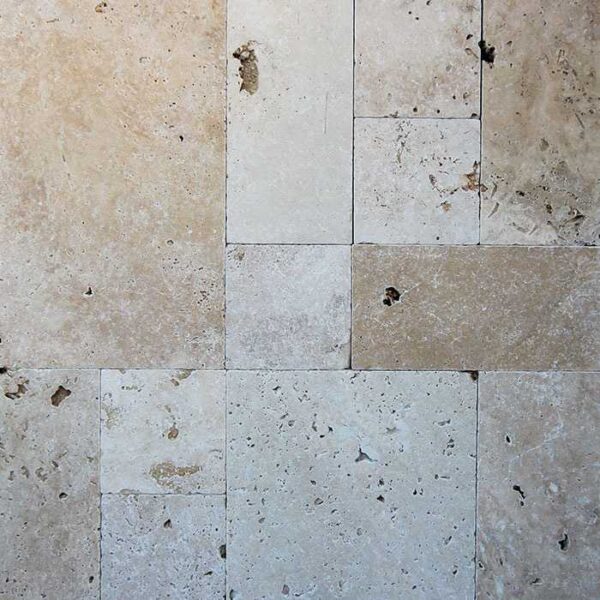 ivory travertine unfilled and tumbled french pattern