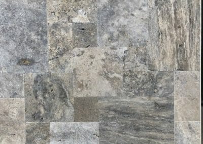 Unfilled and tumbled Silver Travertine french pattern
