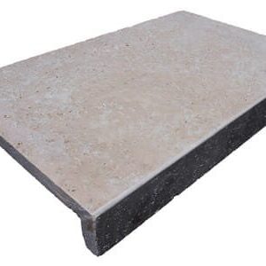 ivory travertine unfilled and tumbled rebate drop face pool coping tiles