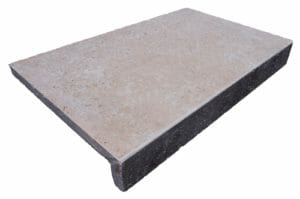 IVORY TRAVERTINE DROP FACE POOL COPING TILE UNFILLED AND TUMBLED