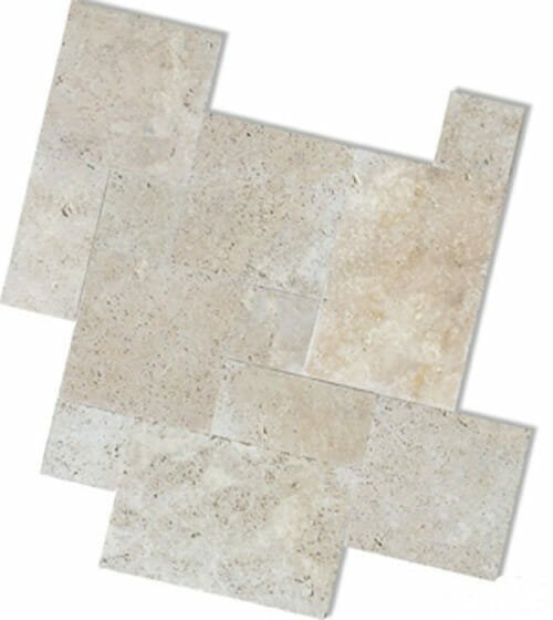 ivory travertine unfilled and tumbled french pattern