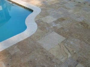 noce travertine unfilled and tumbled french pattern pool pavers