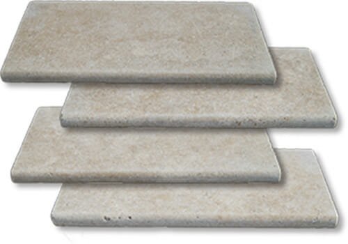 ivory travertine unfilled and tumbled bullnose coping tiles