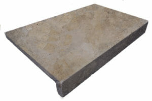Noce Travertine Pool Coping Rebate drop face unfilled and tumbled