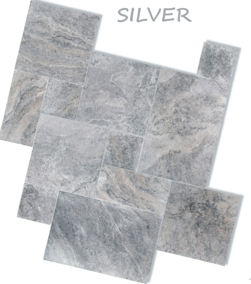 silver travertine tiles