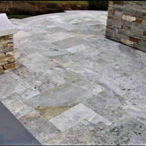 silver Travertine unfilled and tumbled french pattern