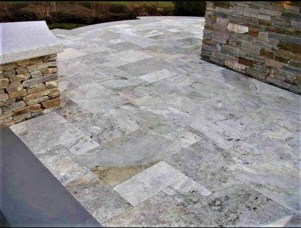 silver Travertine unfilled and tumbled french pattern