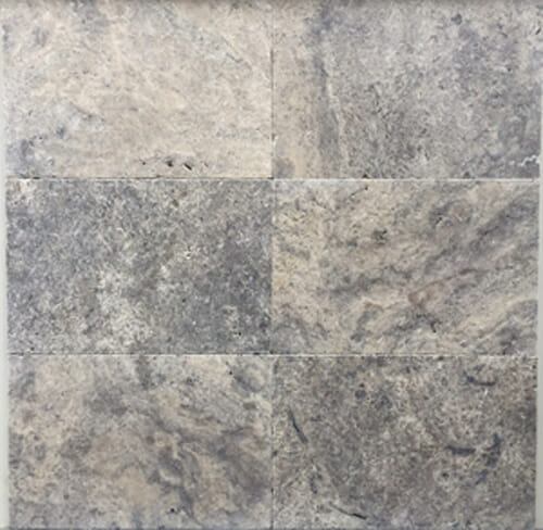 silver travertine unfilled and tumbled pavers