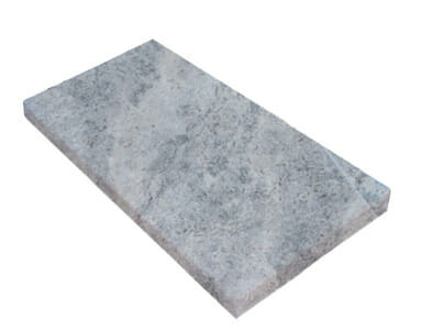 silver travertine unfilled and tumbled tumbled edge