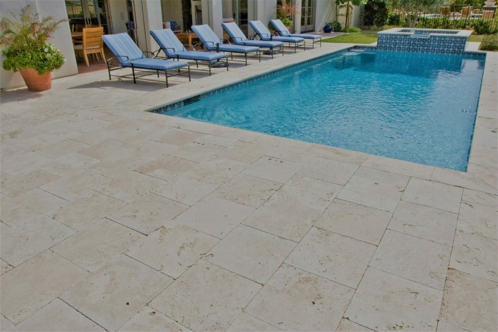 Travertine Pavers around a swimming pool in Melbourne - Travertine ...