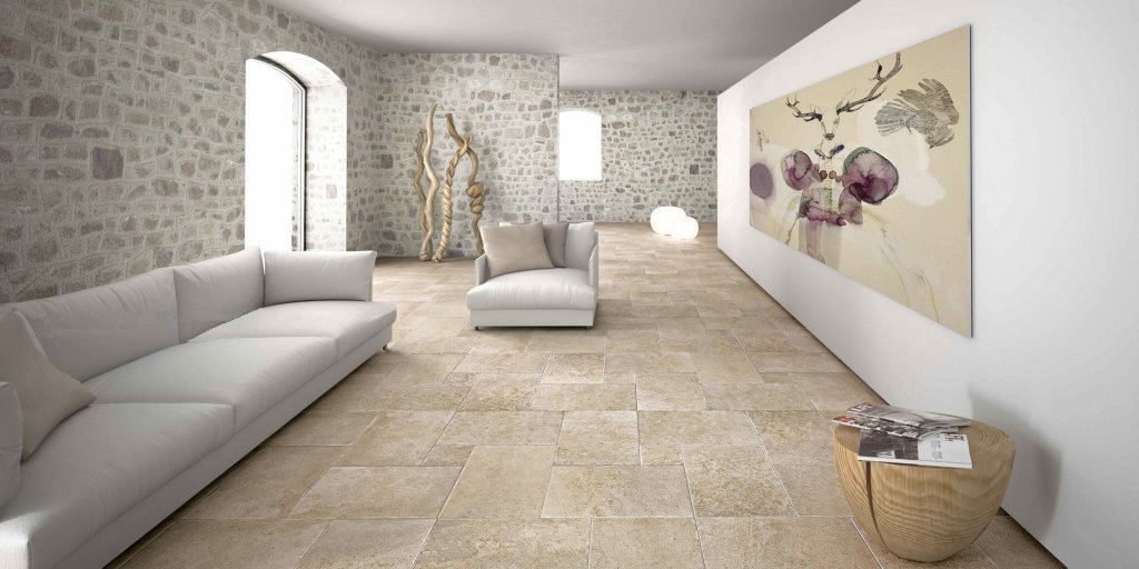 Travertine Classic honed and filled floor tiles