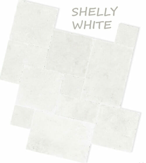 shell white limestone pavers french pattern