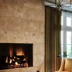 travertine tiles on a wall